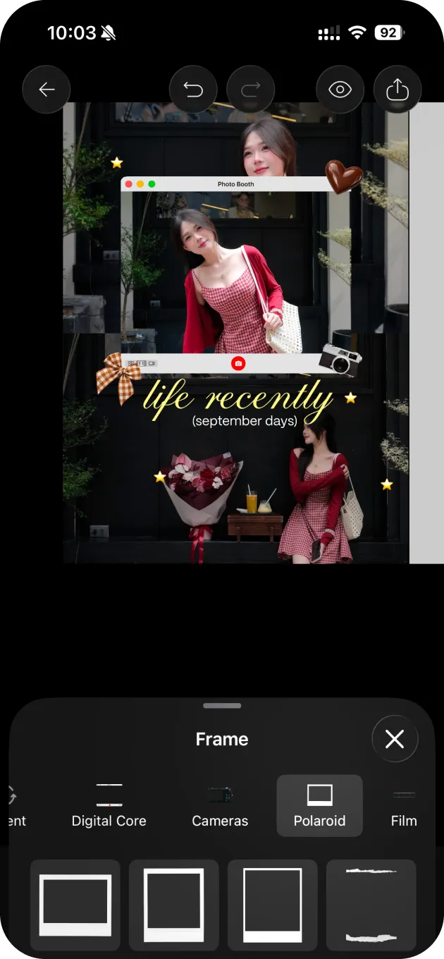 FRAMO editor with the Frames tool open